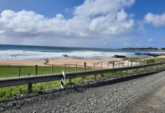 Te One Creek at Waitangi Wharf Owenga Road outlet to beach